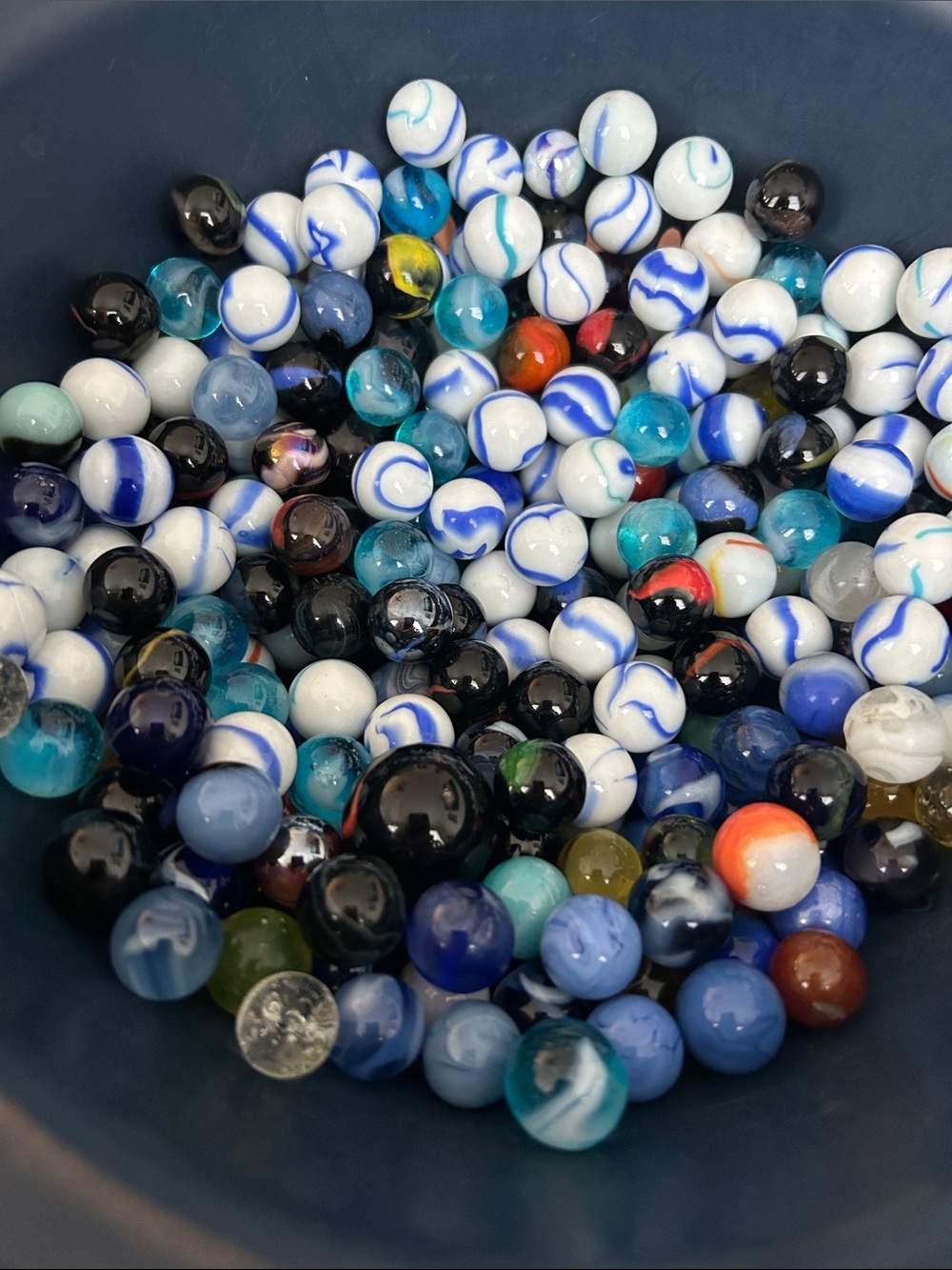 Colorful marbles. Some that glow. Great start for a collection.